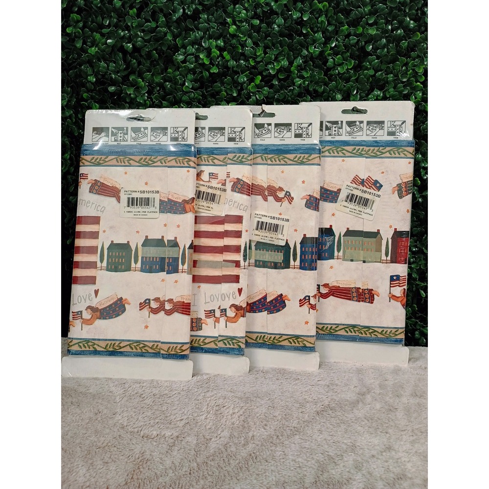 NOS Lot of Expressions PrePasted Washable USA Flag Angel Decor Wallpaper Border‎ - Picture 4 of 6
